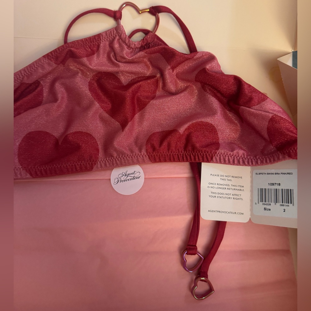 Agent Provocateur 💯% Authentic ELSPEH BIKINI PINK/RED HEART Set - NWT - Size 2 - Picture 2 of 12